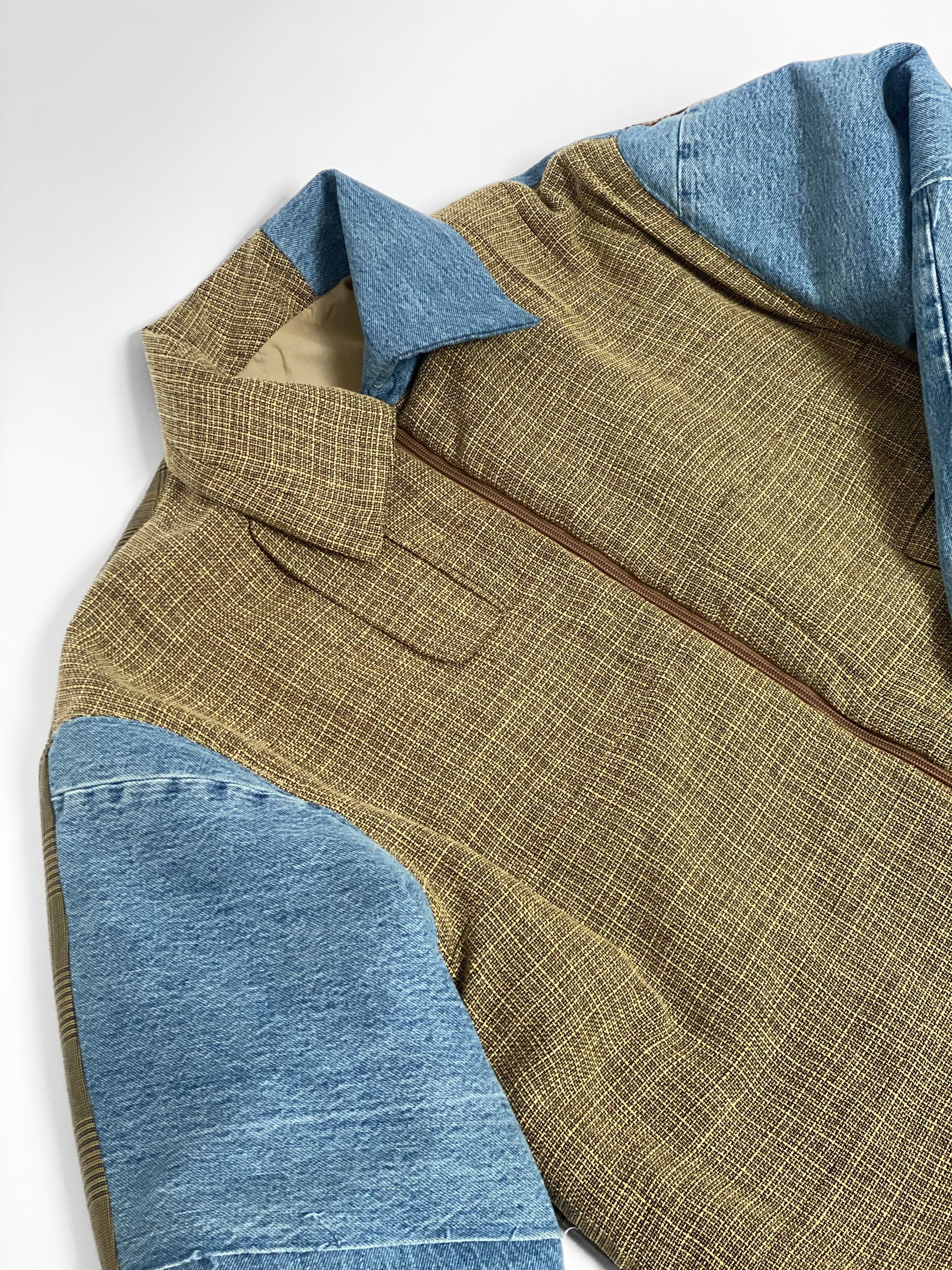 Veste upcyclée patchwork denim & blazer – COMMELEJOUR