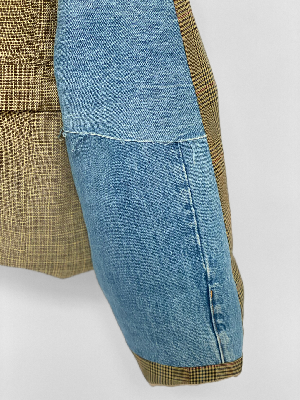 Veste upcyclée patchwork denim & blazer – COMMELEJOUR