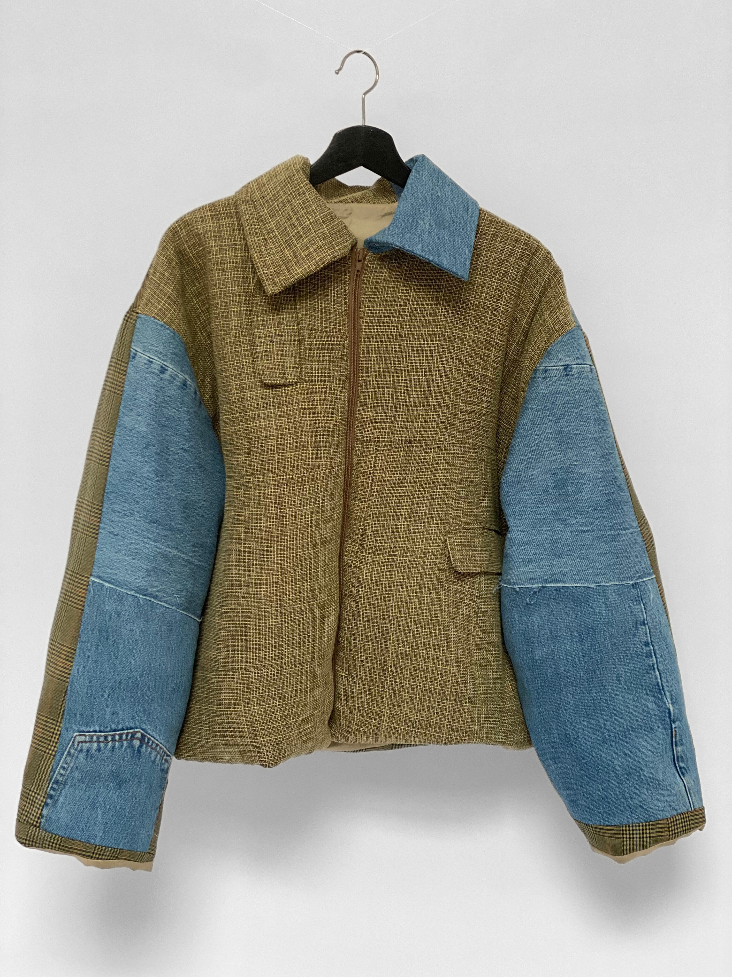 Veste upcyclée patchwork denim & blazer – COMMELEJOUR